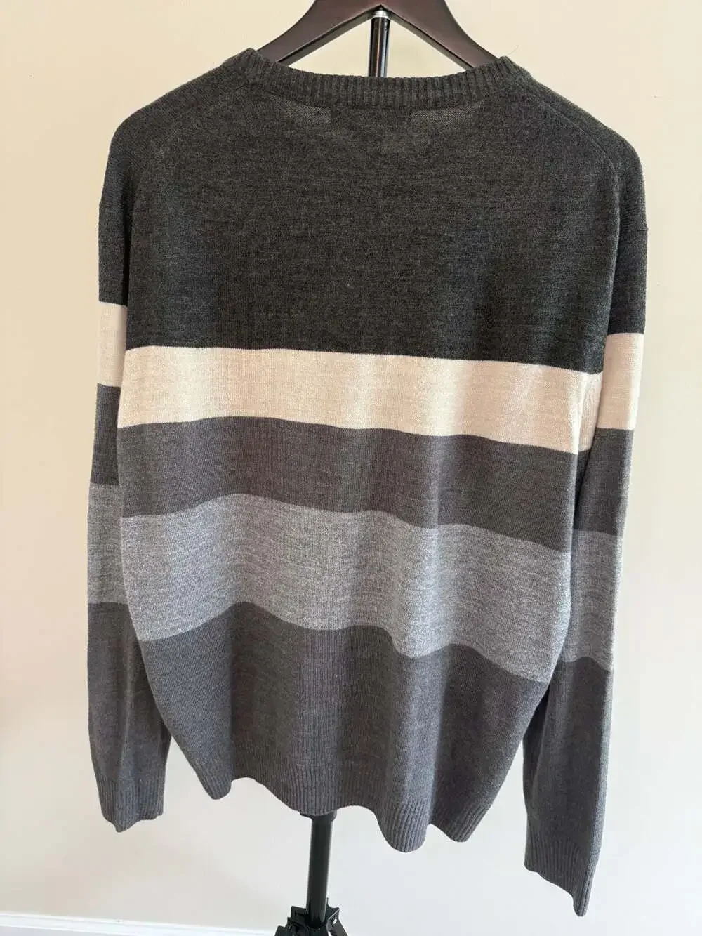 Tricots St Raphael Sweater Grey Striped Crewneck-XL